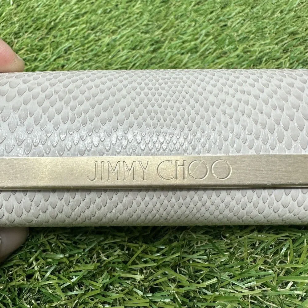 Jimmy Choo Eye Glass Sunglass Large Hard Case Light Beige Snake Pattern